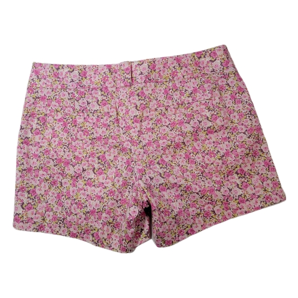 J.Crew Stretch Pink Floral Shorts Side zipper Women's size 6 - Picture 4 of 7